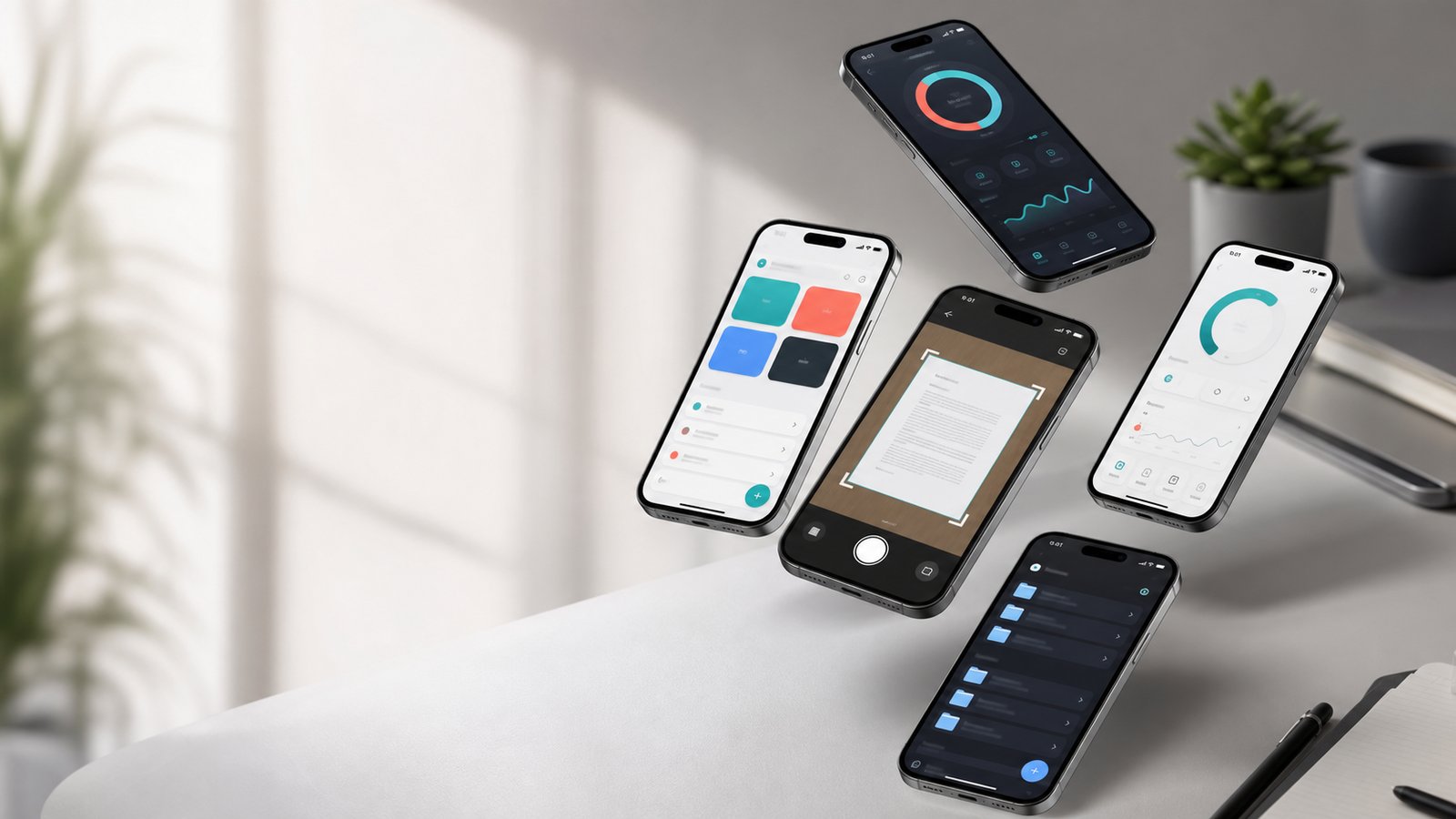 Modern mobile app screen mockups